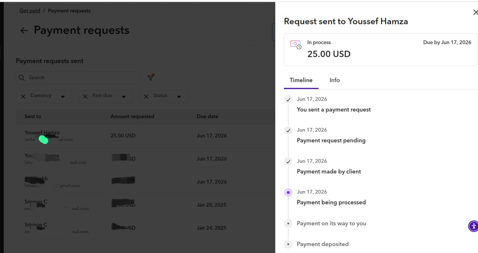 Payment request screenshot connected to the Egypt customer review